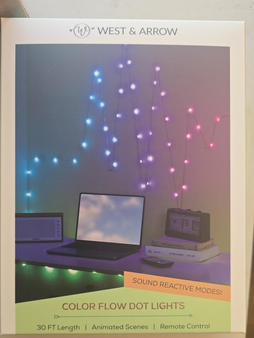 West & Arrow Color Flow Dot Lights 30 Ft String Lights